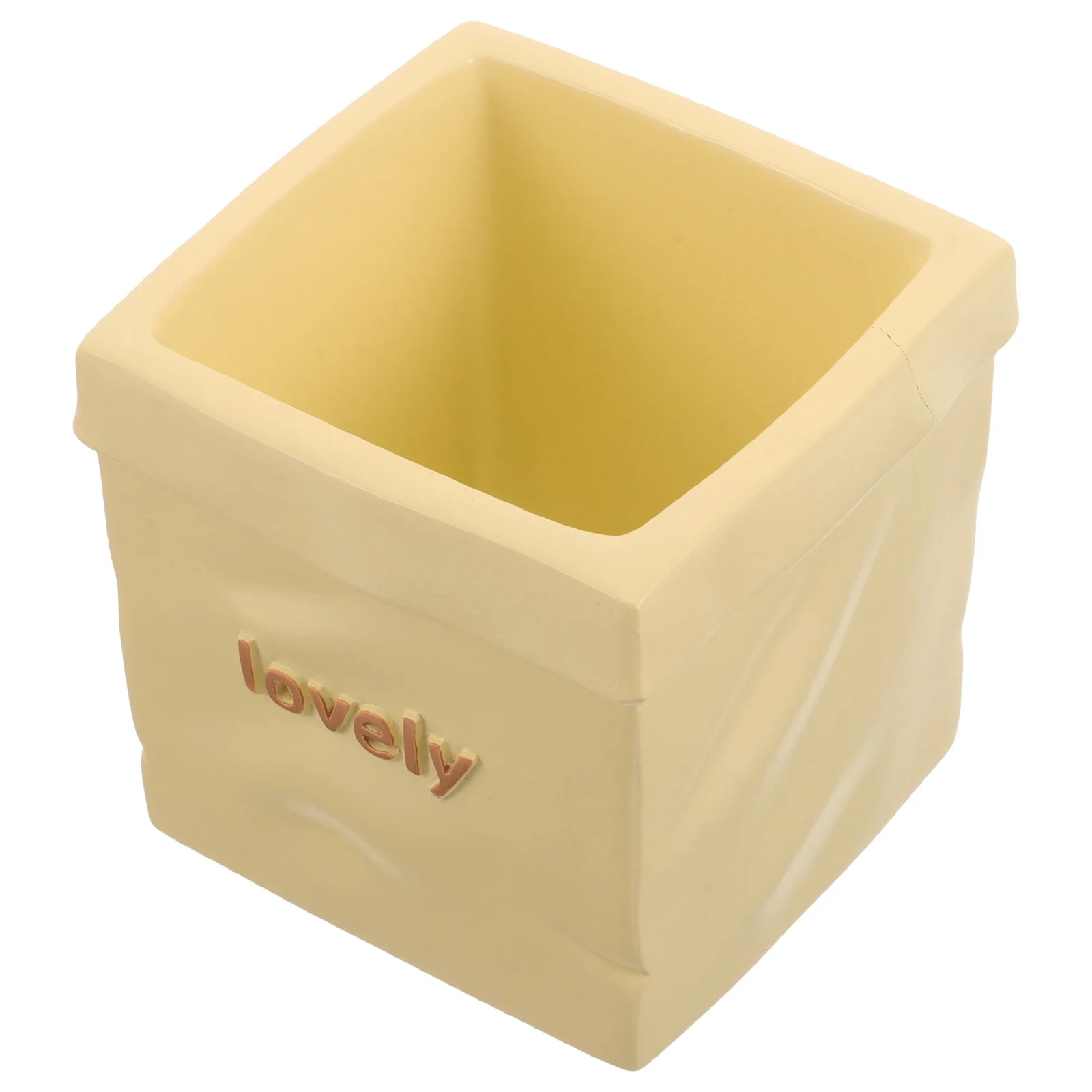 

Office Desk Storage Pen Holder for Cup Organizer Yellow Resin Desktop Container