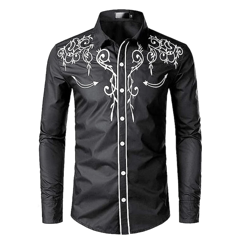 Fashion Western Cowboy Shirts For Men Spring Autumn Simple Trend 3D Printed Long Sleeve Shirt Loose Streetwear Vintage Blouse