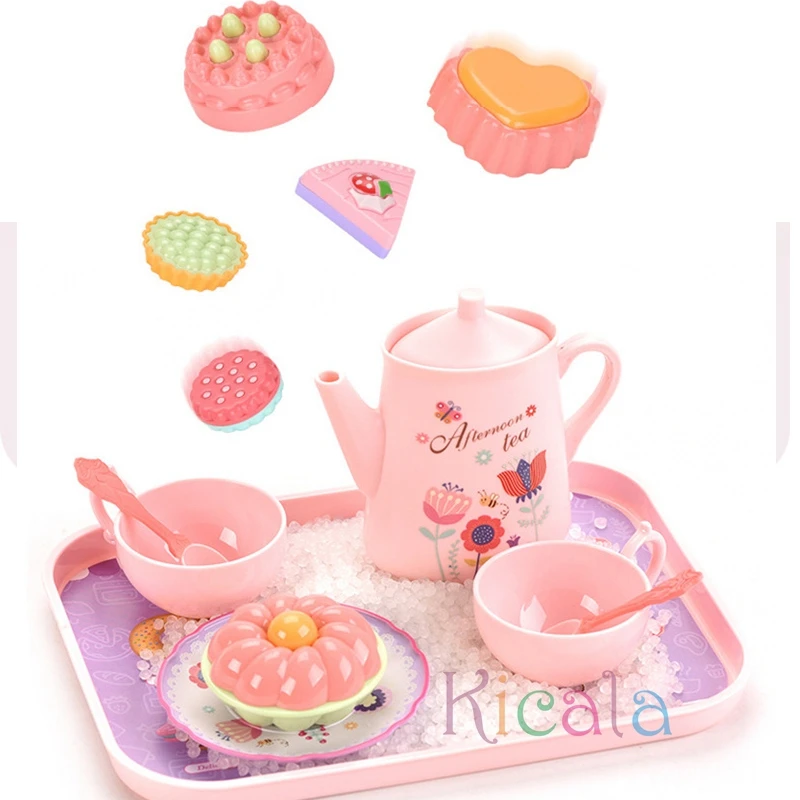 Juego de simulación de té y comida para niñas, casa de juego de pastel, cocina, juego de té de la tarde, regalos para niños