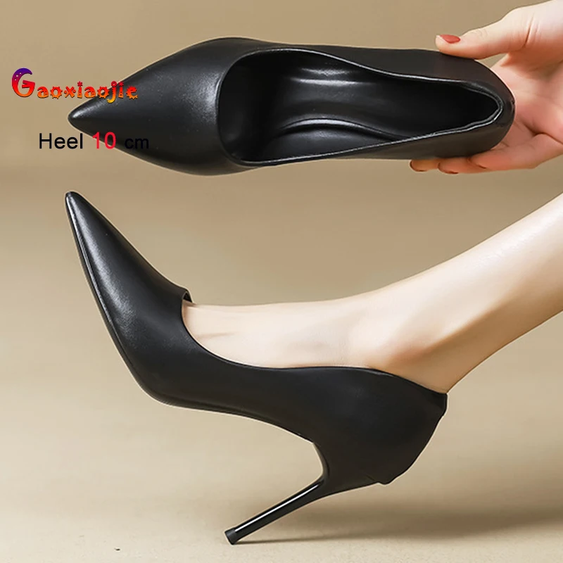 

New Black Thin High Heels 10cm 9cm 7cm 5cm Women's Shoes Patent Leather Pointed Ladies Pumps Shallow Mouth Stiletto Office Shoes