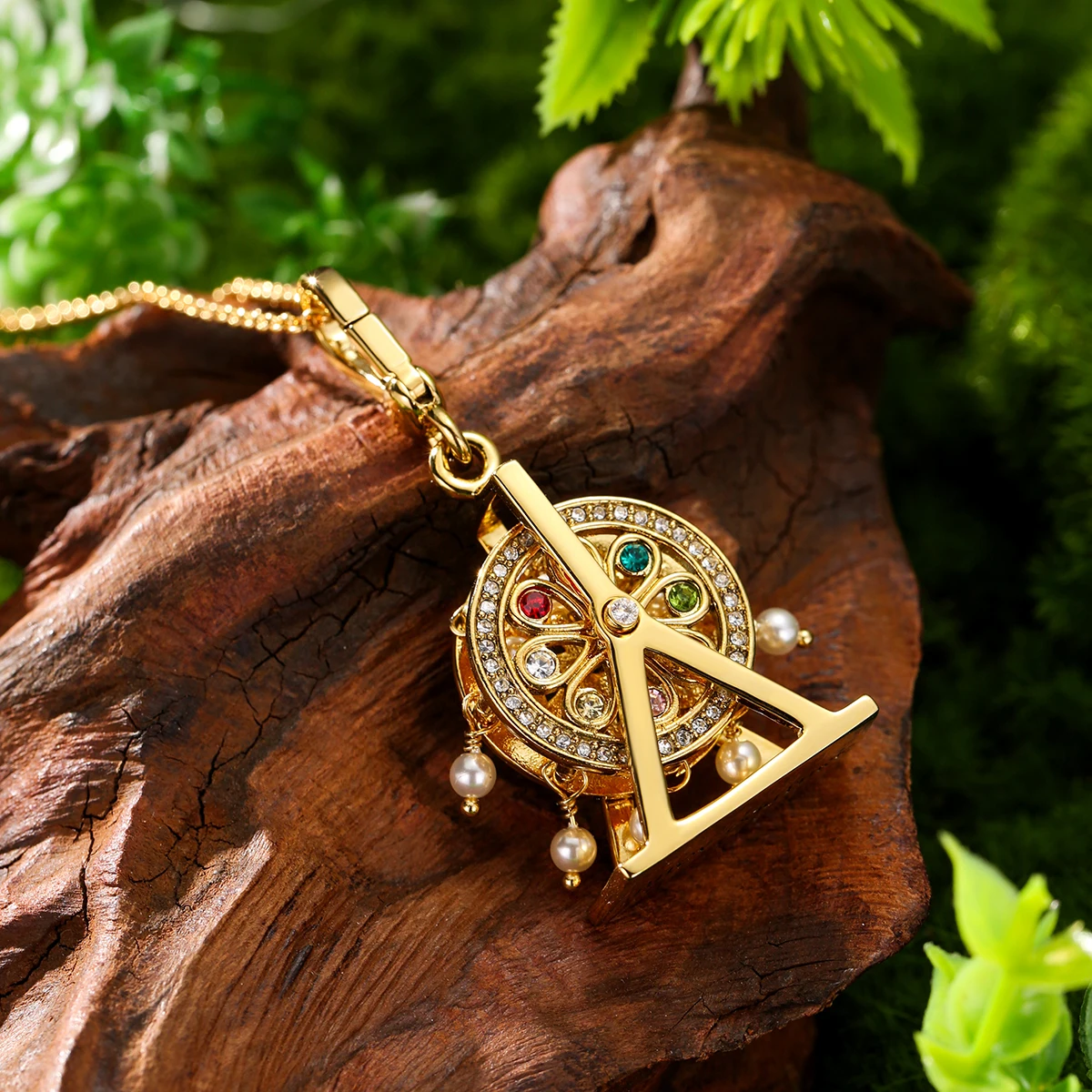 1Pc Fashion Zircon Pearl Ferris Wheel Windmill Pendant Necklace Women Luxury Party Jewelry Keychain Pendant Halloween Gifts