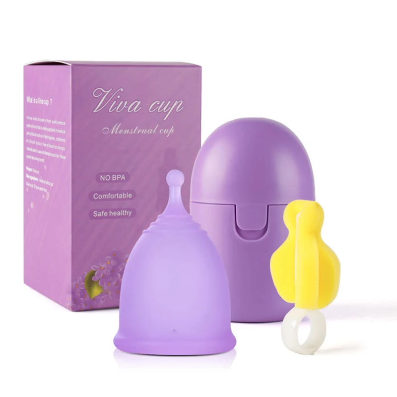 Silicone Menstrual Cup Set Portable Sterelizer Disinfection Box Medical Reusable Women Menstrual Cup Feminine Hygiene