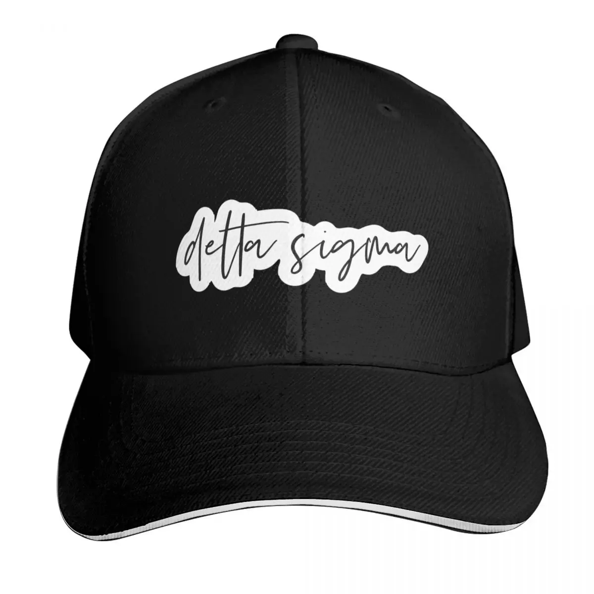 Delta Sigma Simple Script Baseball Cap Quick Dry Performance Cotton Twill Breathable Contrast Two Tone Brim