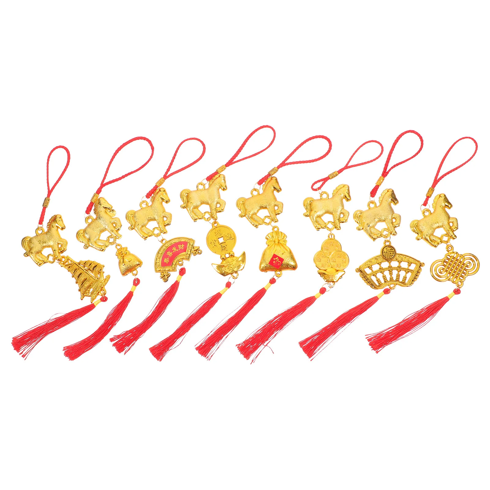 8Pcs Chinese New Year Hanging Decorations - Spring Festival Ornament Set for Home Office Party Indoor Outdoor Celebration Decor