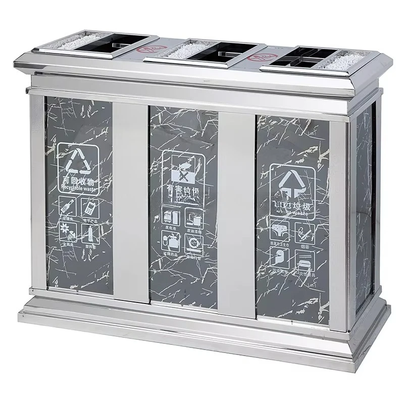 Hotel Supply Metal Waste Bin Ground Ash Barrel Classical Indoor Rubbish Bin Public Stainless Steel Waste Bins with Ashtray