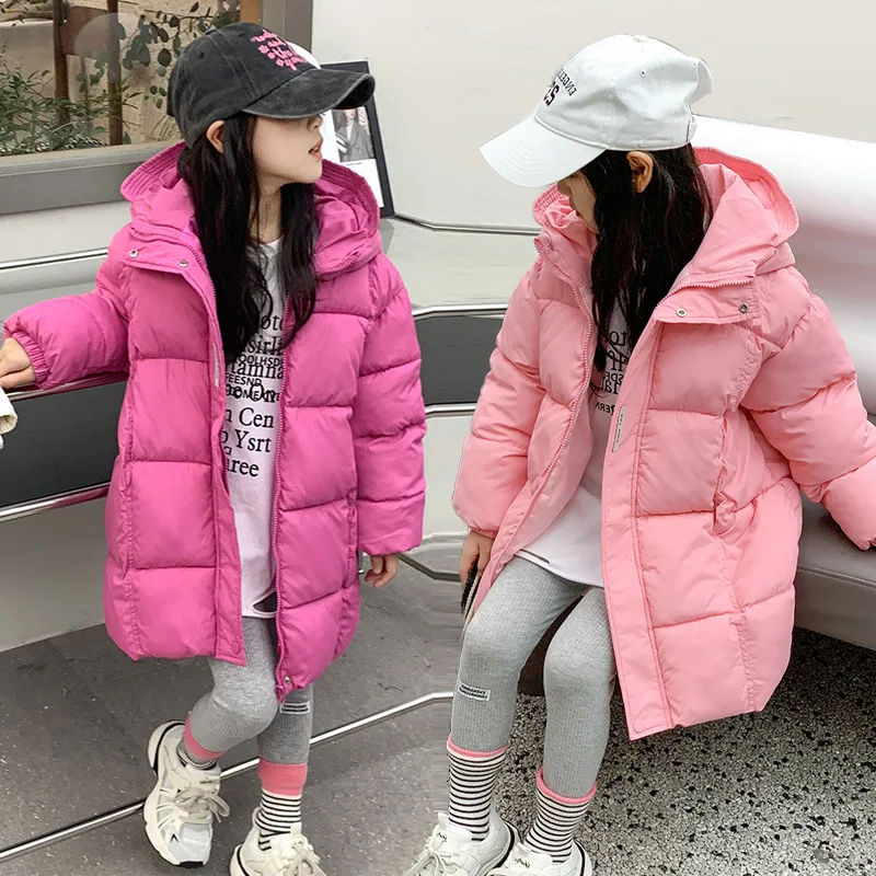 

Длинные пуховики для девочек, зимние утепленные пальто для мальчиков-подростков, детские осенние ветрозащитные парки с капюшоном, детская повседневная одежда