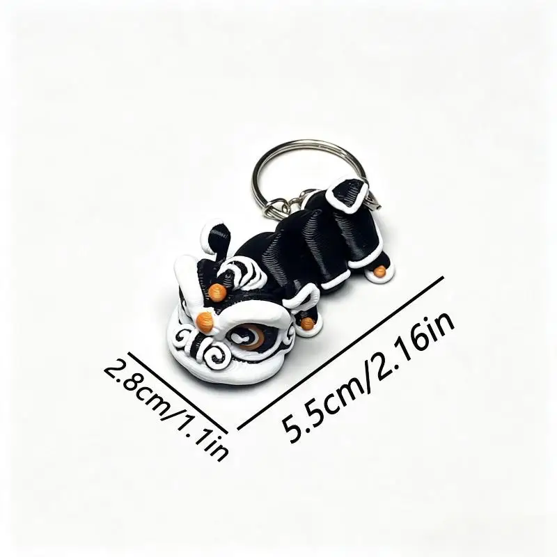 Bunter 3D-gedruckter Löwentanz-Schlüsselanhänger mit beweglichen Gelenken, realistisches Sammlerstück, niedlicher Taschenanhänger, Geschenk – Detail 10