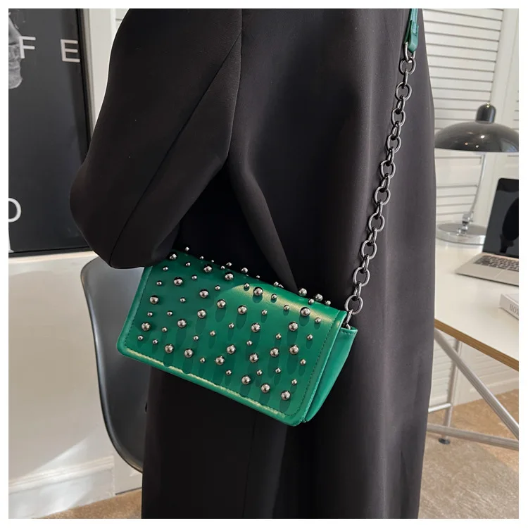 bags for women 2022 new luxury handbags bolso replica Fashion Retro Female Shoulder Bag Messenger bag Rivet chain square bag