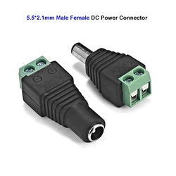 Female Male DC Plug Connector 2.1mm 5.5mm Jack Power Adapter Connectors For LED Driver Solar Power Lamp Moniter Speaker