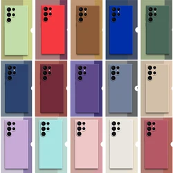 Square Liquid Silicone Case For Samsung Galaxy S24 S23 S22 Ultra S21 S20 FE Plus A55 A54 A53 Camera Protection Soft Candy Cover