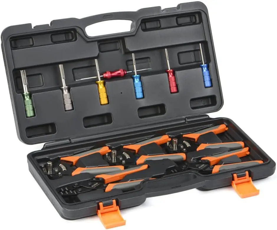 Professional Deutsch Terminal Crimp Tool Kit for DT Connectors, Solid & Stamped Contacts, Weather Pack Terminals - 12PCS