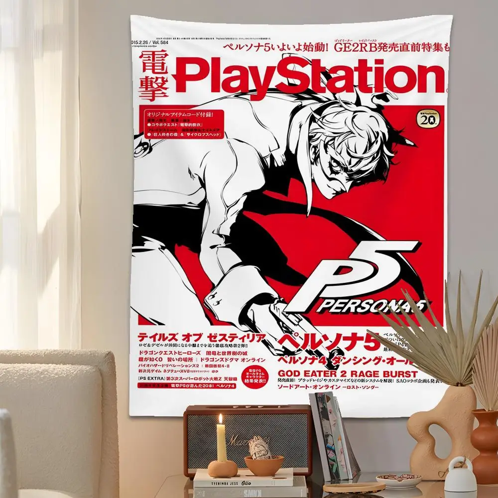 Anime P-Persona 5 Tapestry Microfiber Background Art Decor For Bedroom Living Room  Outdoor Festival Wall Decor