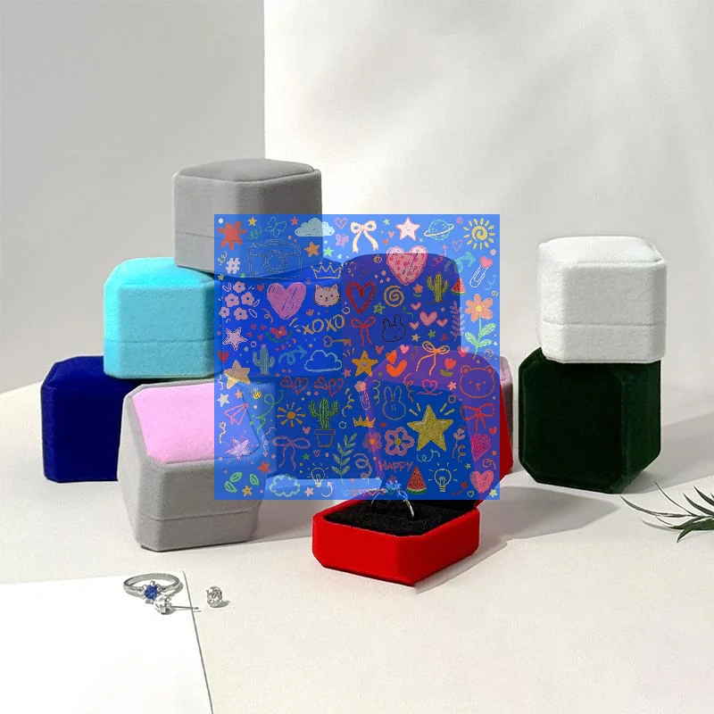 Jewelry Ring Display Case Earring Storage Organizer Portable Square Lid Open Jewelry Earrings Packaging Gift Box