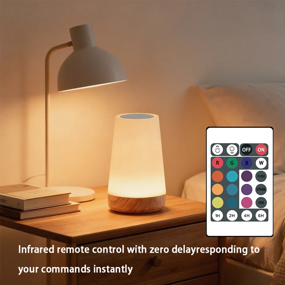 Luz LED nocturna que cambia de 13 colores, lámpara de noche RGB recargable por USB táctil con Control remoto, lámpara regulable, lámpara de mesita de noche portátil
