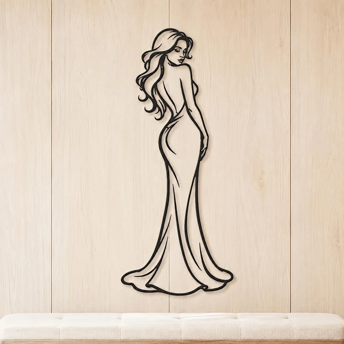 CIFBUY Metal Wall Art Long Sleeve Girl Silhouette, Iron Wall Decor for Living Room Bedroom, Modern Home Decoration