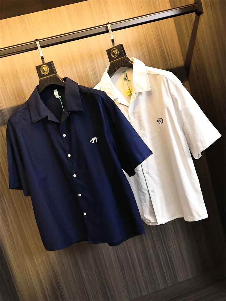 

Youthful Artistic Sle! Couples Matching! Spring Summer Men's Bear Embroidery Loose Fit Collared ort Sve irt