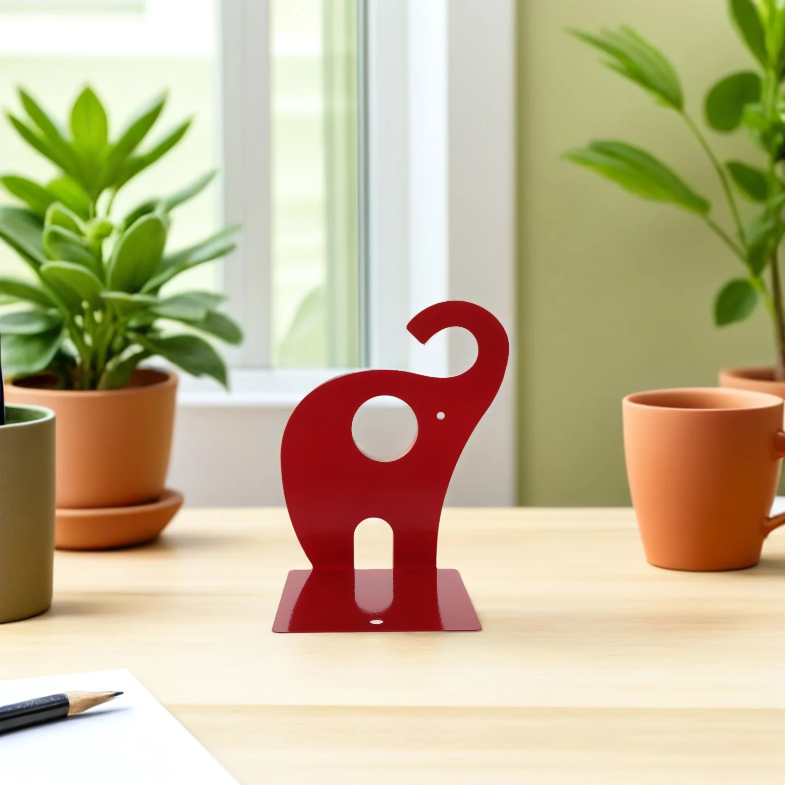 

Cartoon Elephant Bookend Set Modern Metal Book Ends for Desk Heavy Duty Shelf Holder Non Skid Support Office School Organization