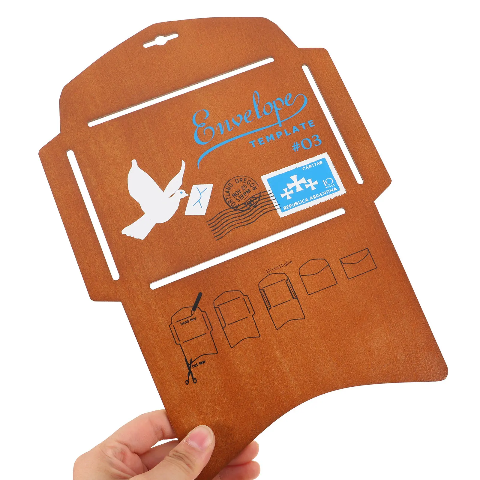 

Wooden Envelope DIY Stencil Template for Crafting Greeting Cards Gift Boxes Party Invitations Christmas Letters Vintage Design