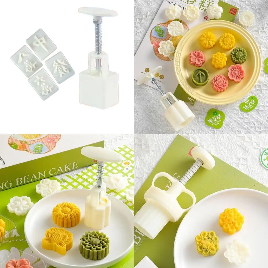 E8BD Various Mooncake Mold Set Mid-Autumn Festival DIY Hand Pressure Mold