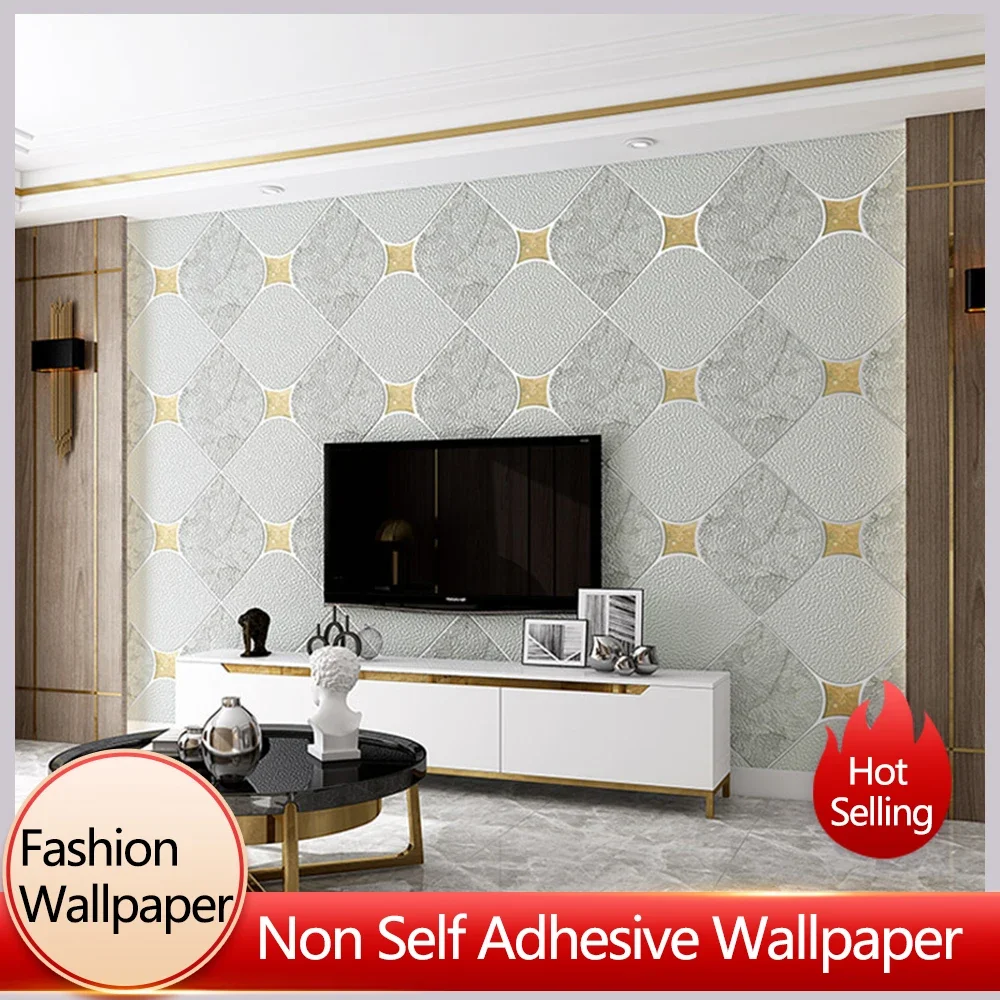 

1Roll New 3D Diamond Shaped Living Room Wallpapers Deerskin Velvet Thickened Non Woven Fabric Room Decoration Wallpaper