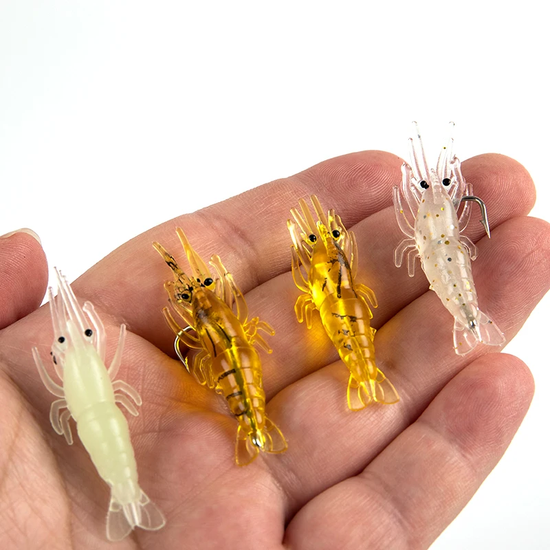 10 Pcs 4cm Soft Bait Simulation Shrimp With Hook Fish Smell Luminous Artificial Shrimp Fishing Lure Accessories