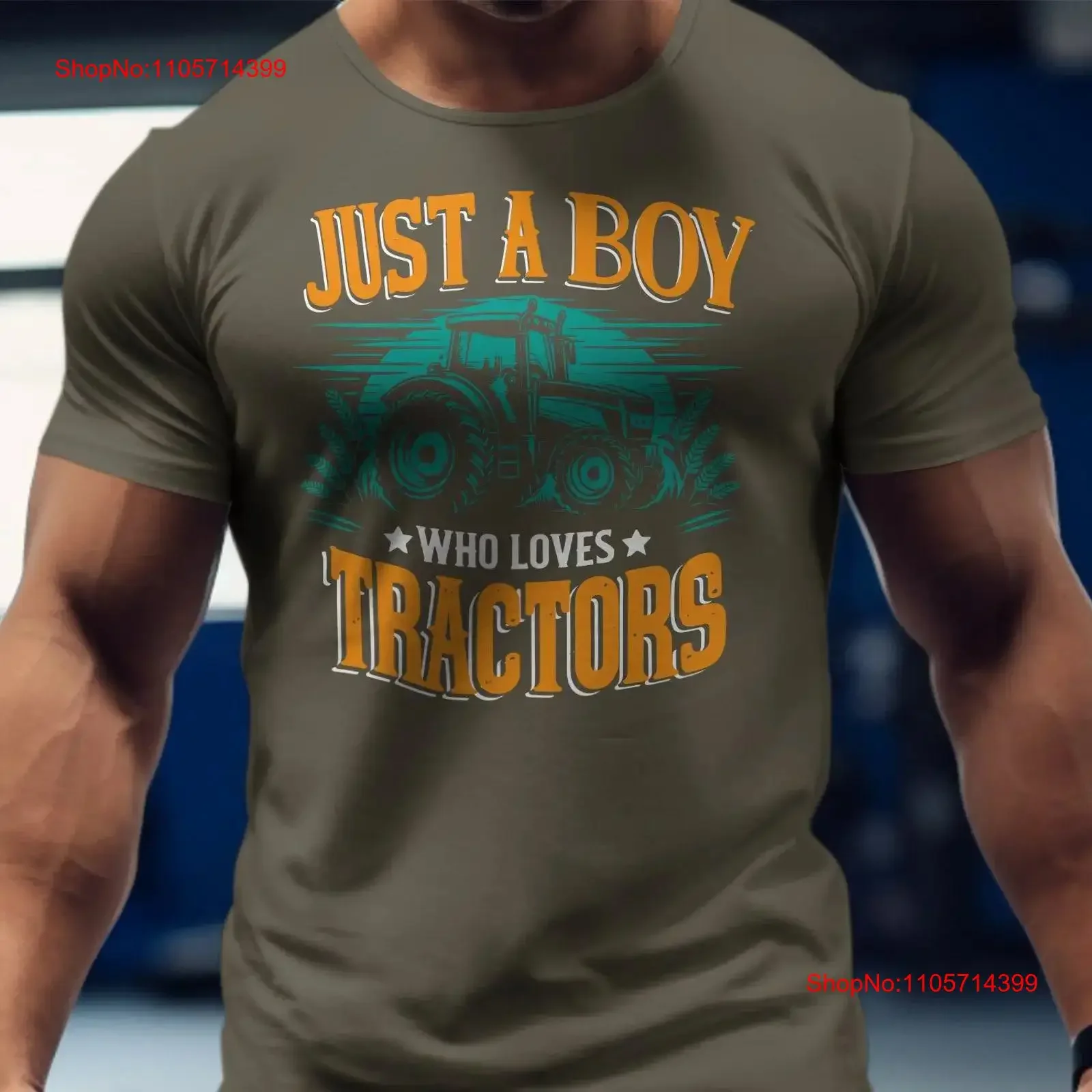 Boys Tractor T Shirt Just A Boy Who Loves Tractors Farm Life Kids Agriculture Clothing Vintage Print vintage Washed Versatile