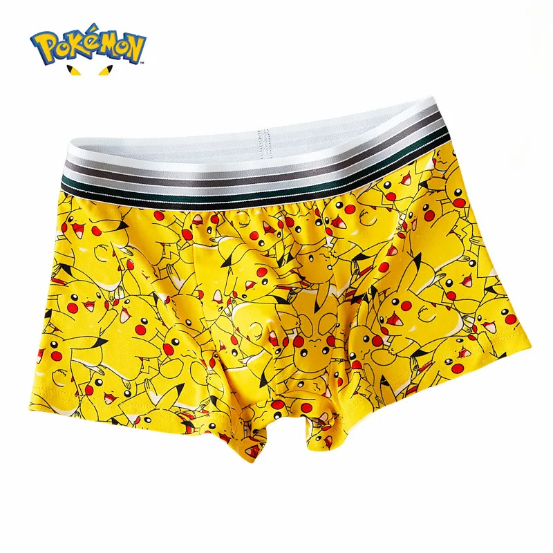 1Pcs Pokemon Pikachu Underwear Men Panties Anime Cartoon Boys Teenager Boxer Briefs Kawaii Cosplay Male Cotton Underwear Gifts