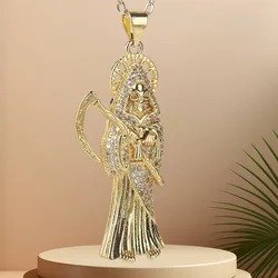 Choose from 10 styles of Holy Death Saint Copper Gold Plated necklace Pendant necklace Christian jewelry Saint