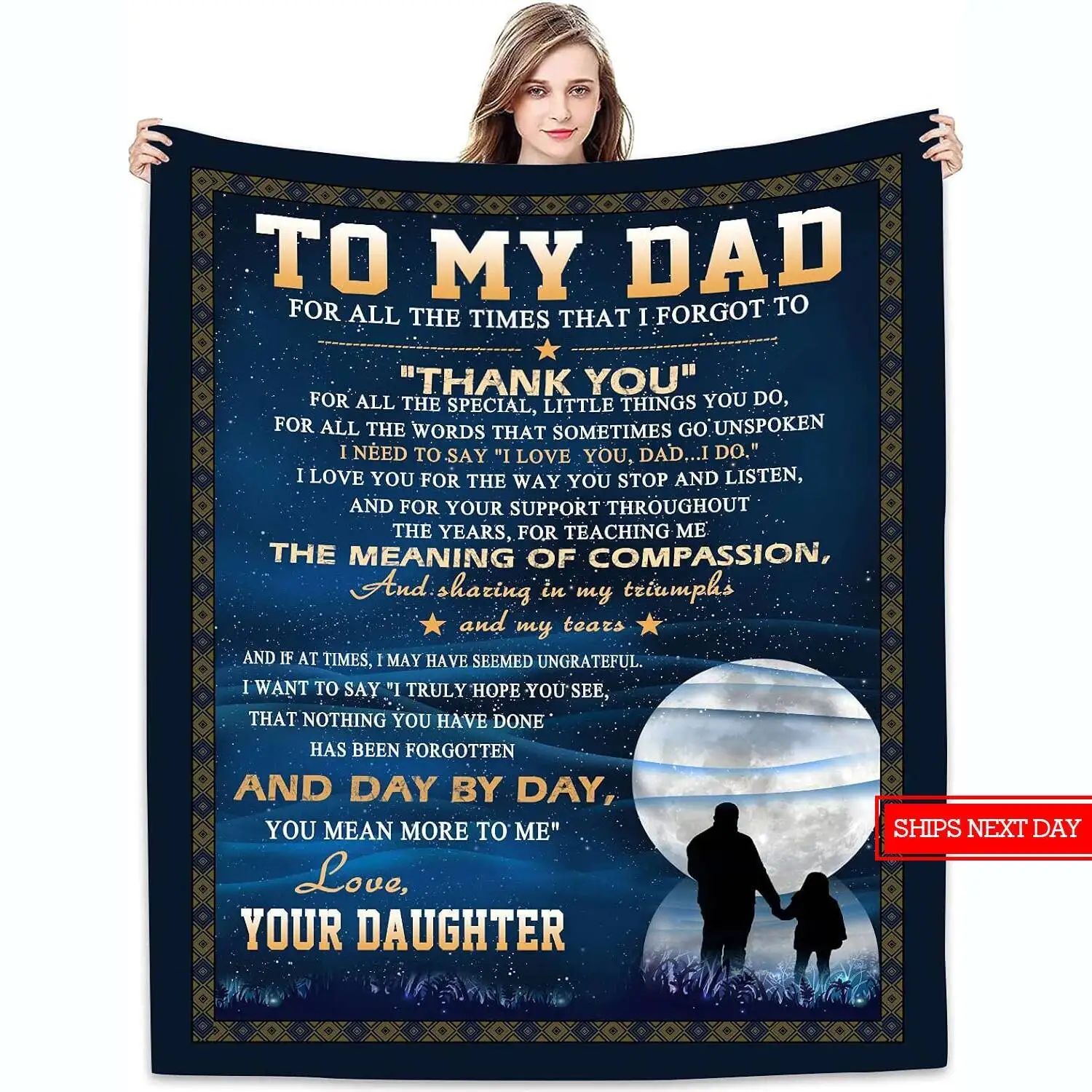Father's gift, grateful blanket of love, super comfortable and lightweight flannel blanket, Father's Day Christmas birthday gift