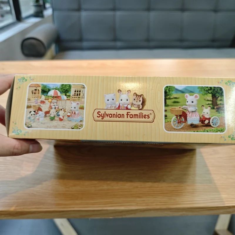 실바니안 패밀리 팝콘 배달 트라이크 세트 귀여운 토끼 인형 애니메이션 피규어 놀이 집 장난감 어린이 생일 선물 소녀용