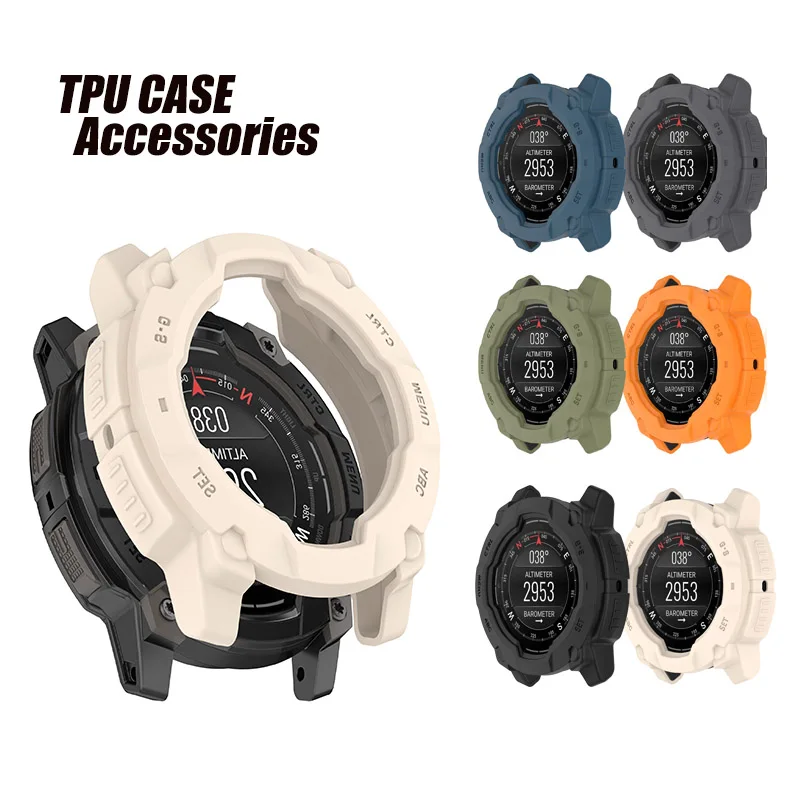 TPU Soft Silicone Case / Screen Protector for Garmin Instinct 3 45 mm/50 mm Hollow Out Shell Protective Cover Frame Bumper