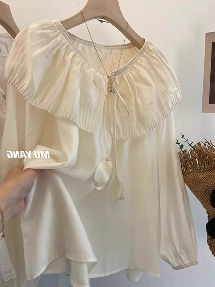 

Ele Ранняя осень, мягкий ветер, цвет моды, шифон, длинный све, верхний ленивый свободный топ, женский маленький айс