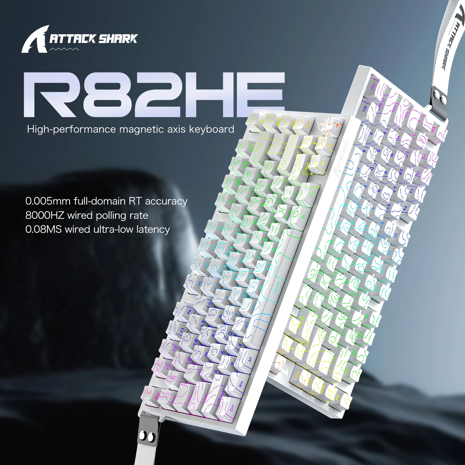 ATTACK SHARK R82HE Hot-Swap Magnetic Switch Wired Mechanical Keyboard 0.08ms Ultra-Low Latency 8K Polling for Esports Pro Player
