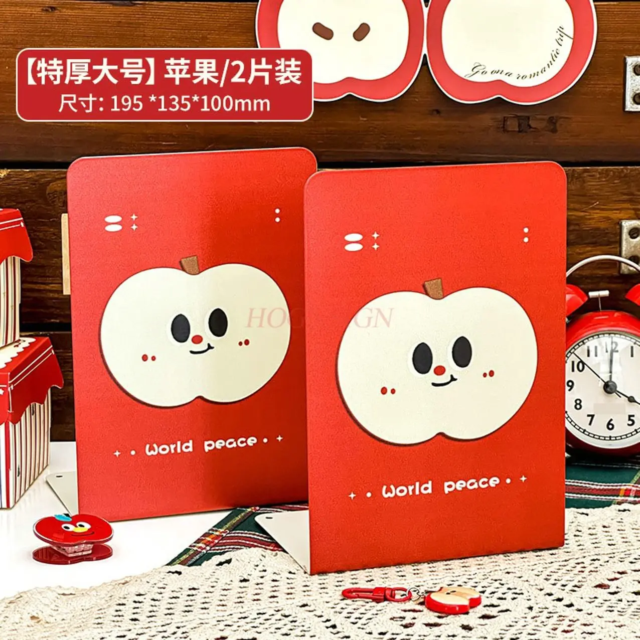 

2pcs Metal Book Stand Thickened L-shaped Large Cartoon Apple Creative Book Clip for Students' Telescopic Book Stand Desktop