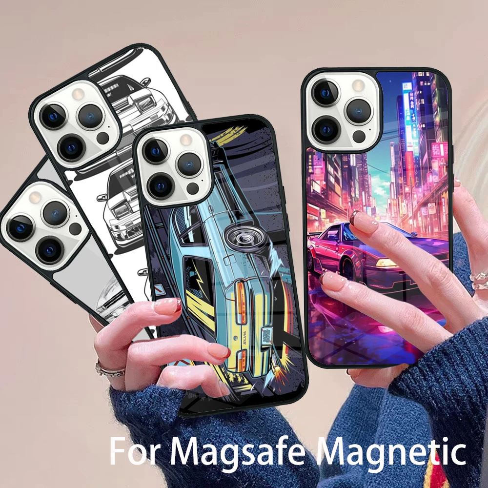 

Silvia S13 Phone Case Magesafe Magnetic Wireless Charge Cover For IPhone 16 11 12 13 14 15 Pro Max Plus Mini
