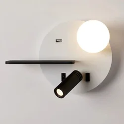 Modern Led Reading Wall Lamps Fixture Hotel Bedroom Usb Charging Sconce Light Bedside Storage Lighting Luminaire Nordic Multiple