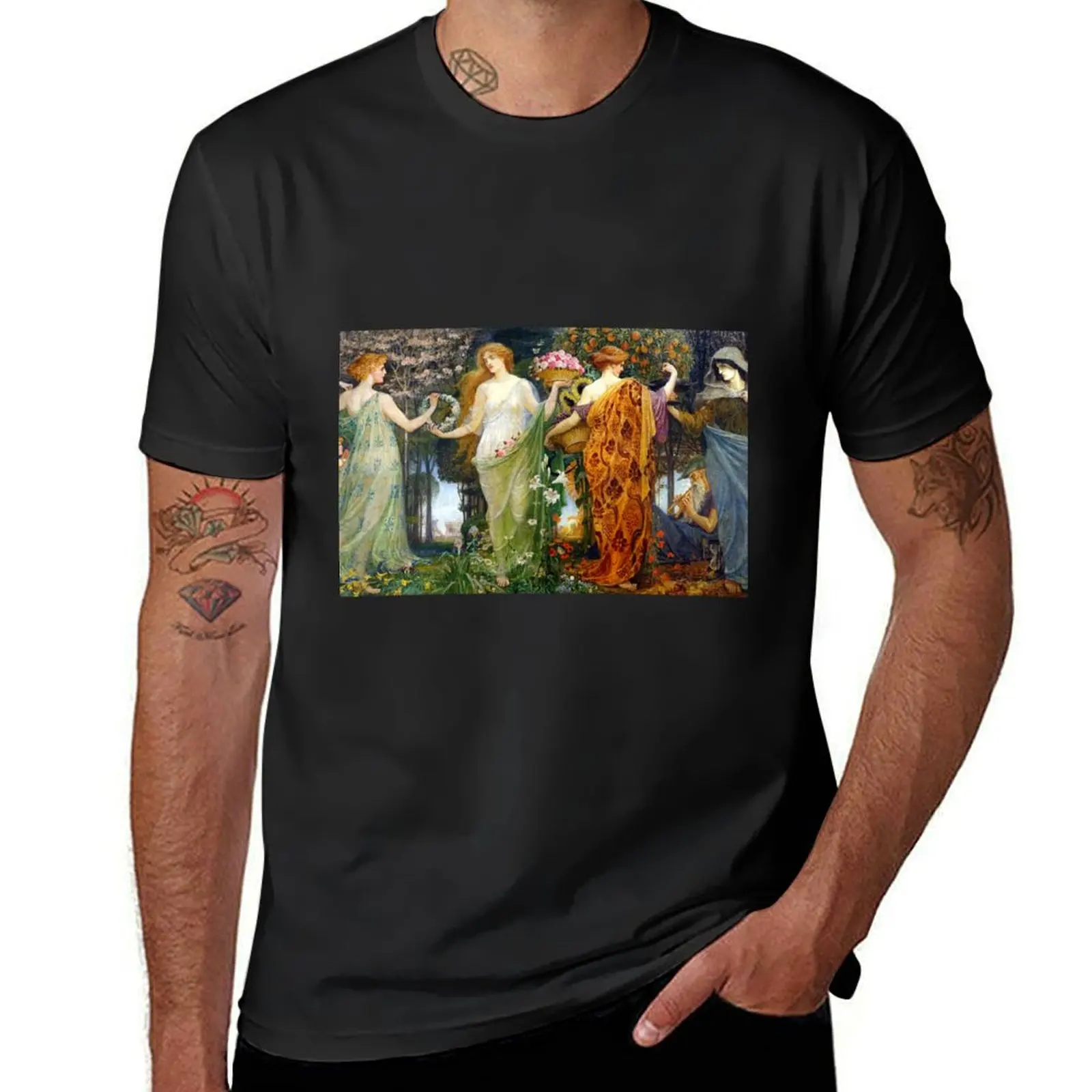 The Masque For the Four Seasons - Walter Crane T-Shirt sports fans tees graphics mens vintage t shirts