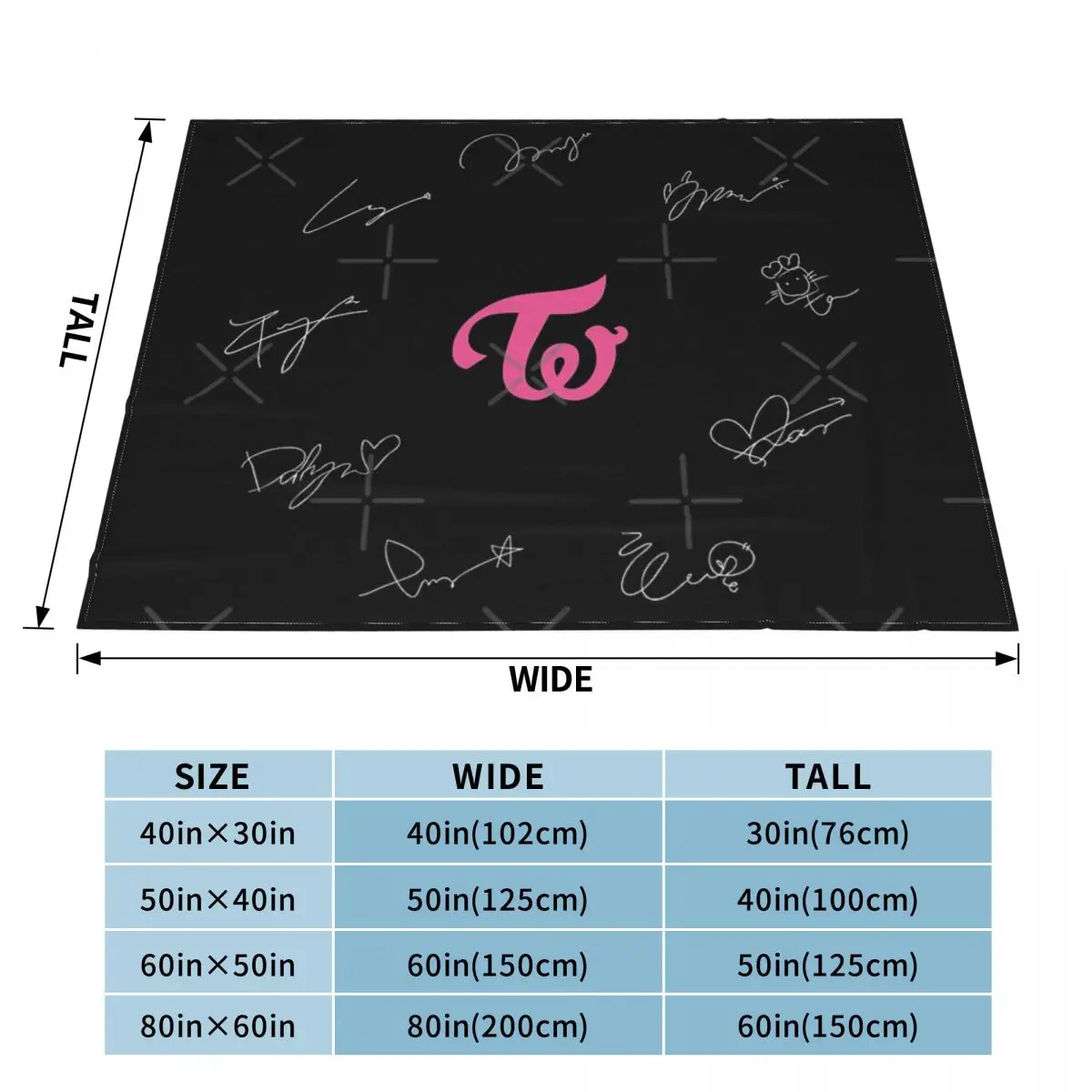 Twice Autographs With Logo (White) Blanket Bedspread On The Bed Anime For Kids