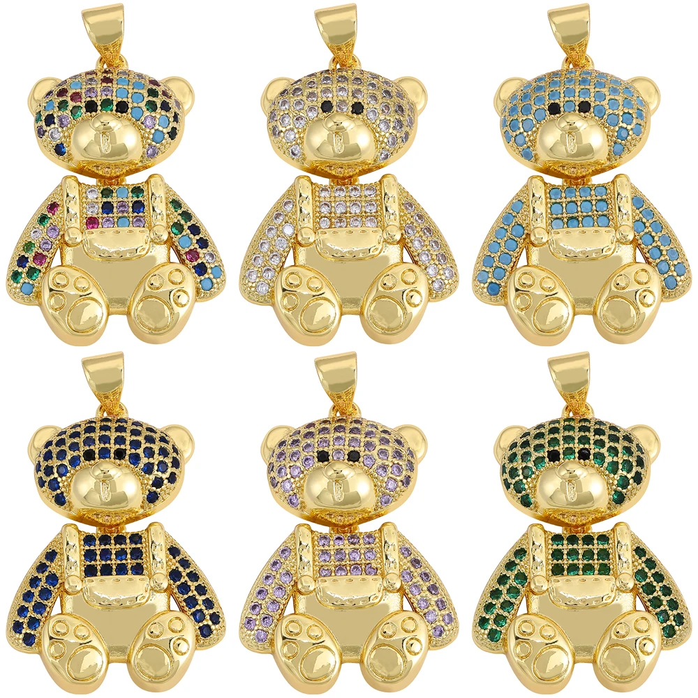 

Juya Handicraft 18K Real Gold Plated Copper Cz Animal Bear Charms For DIY Women Kids Pendant Birdal Birthday Gift Jewelry Making