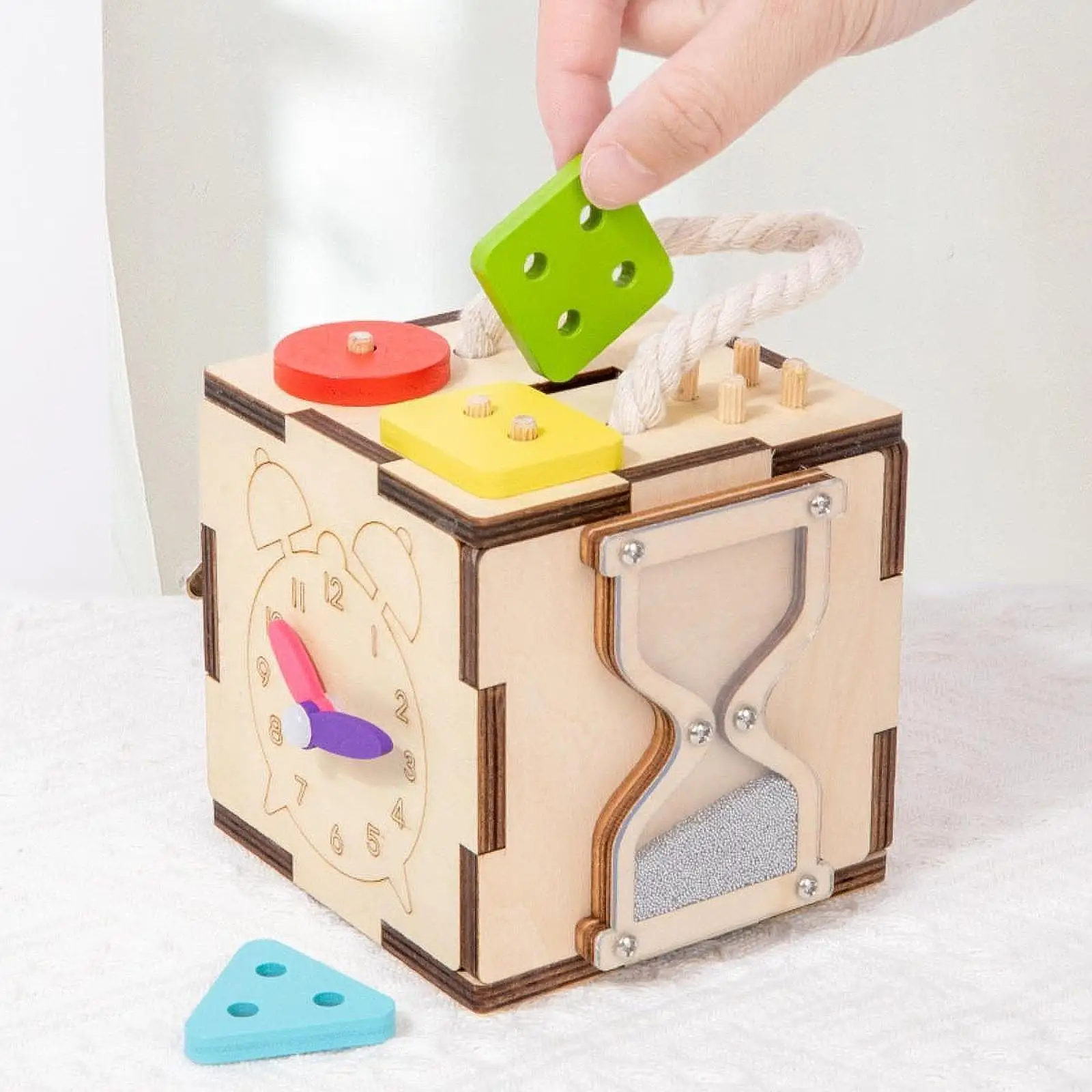 Wooden Activity Cube Learning Toy Skills Toy for First Birthday Gift