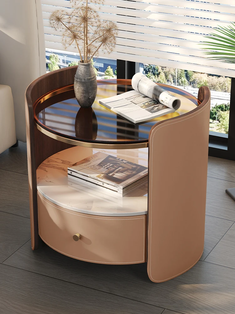 Bedside table Simple and modern round home bedside table