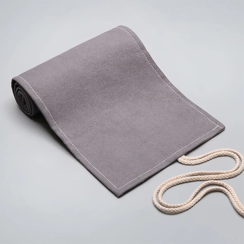 1Pcs Handmade Canvas Pencil Holder Roll Wrap 48 Holes Grey Portable Pencil Pouch for Pens Brushes Markers Art Supplies