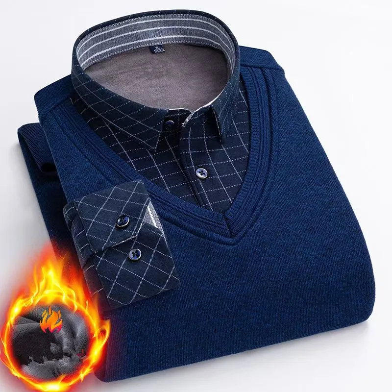 Men's fashionable business-style sweater with added insulation warmth suitable autumn winter casual wear with pullover design