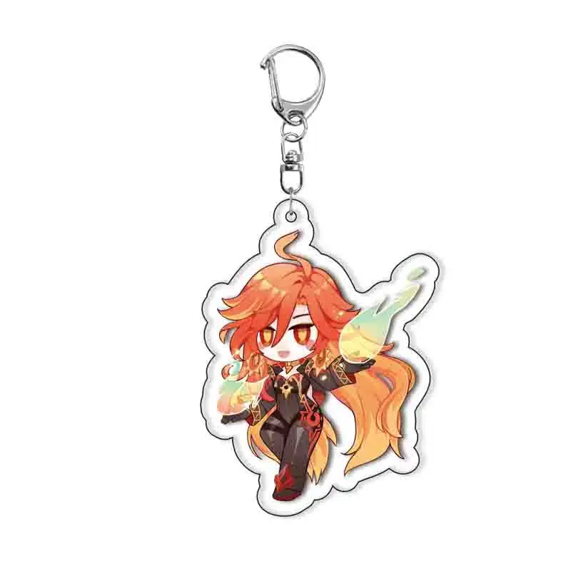 Anime Genshin Impact Mavuika KeyChain Key Chain Ring Acrylic Car Keyring Party Pendant Girls Boys Cosplay Costume Accessaries