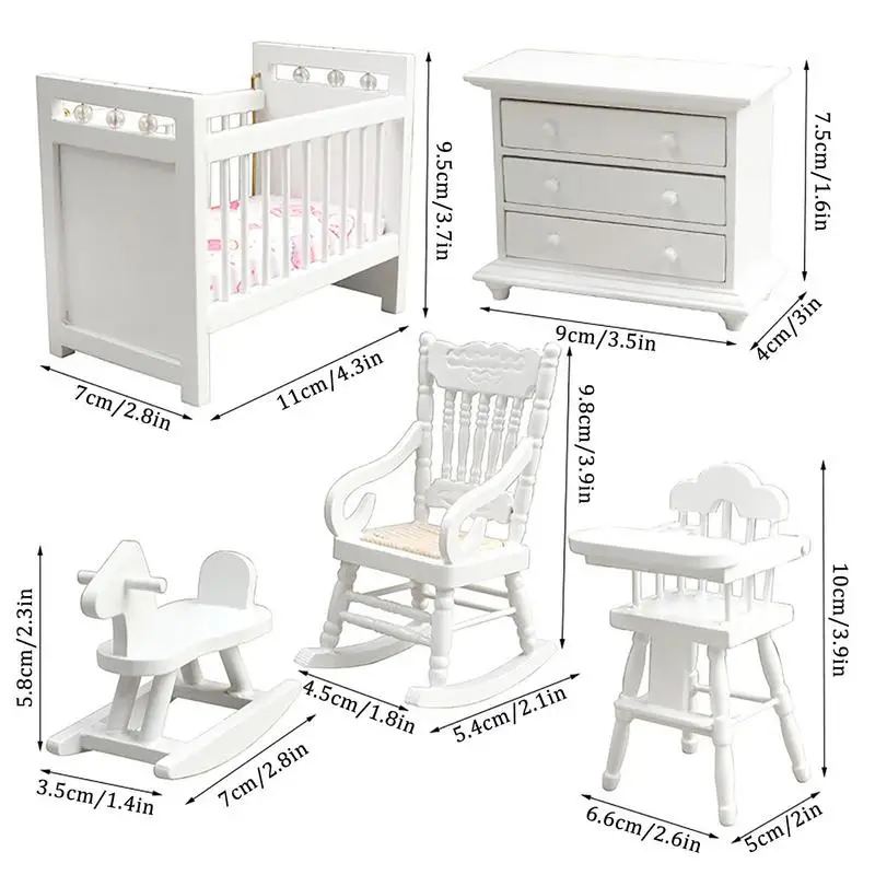 

Wooden Miniature Furniture Dollhouse Accessories Kit Pretend Play Living Room Bedroom Imitation Game Children's Room Decorations