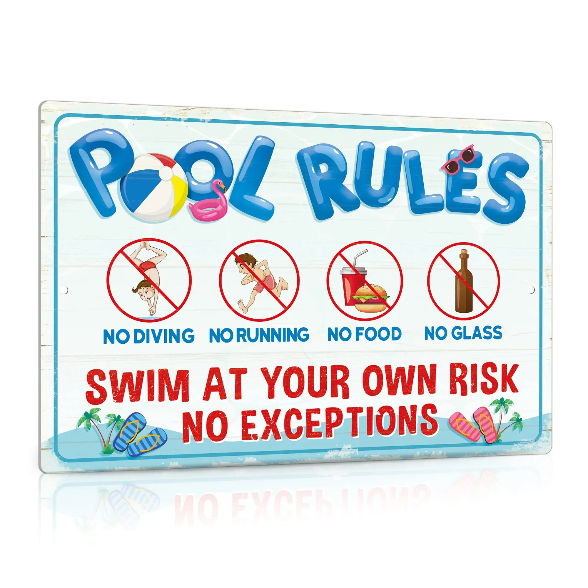 

Decor No Diving No Running Pool Metal Signs, Pool Rules Signs and Decor Outdoor, Easy Hanging Aluminum Wall Sign