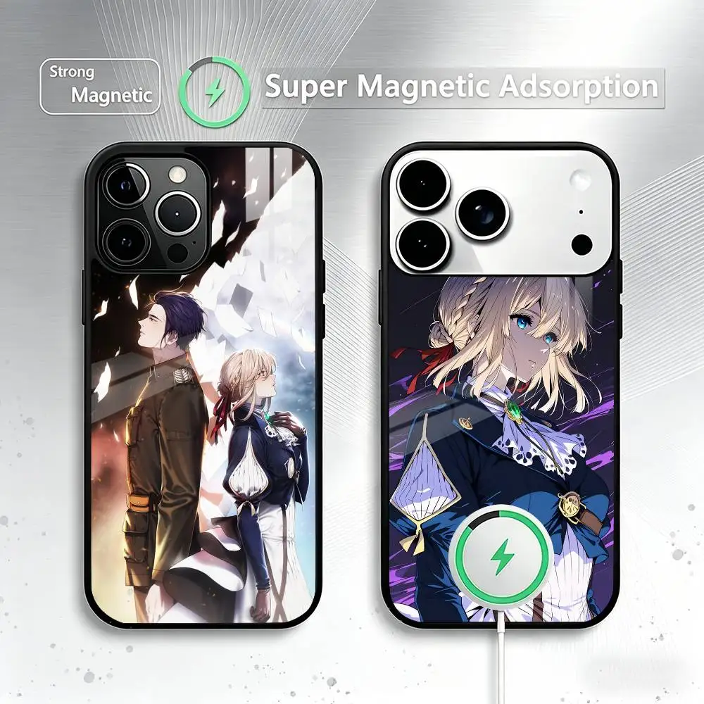 

Aesthetic Violet E-Evergarden Phone Case For iPhone17,16,15,14,13,12,11 Plus,Pro Supports Magnetic Wireless Charging