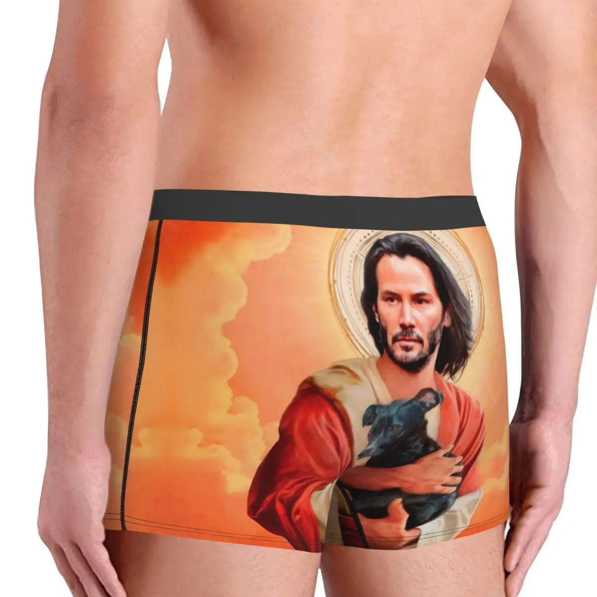 Custom Jesus Saint Meme Keanu Reeves Underwear Men Breathbale Boxer Briefs Shorts Panties Soft Underpants For Male