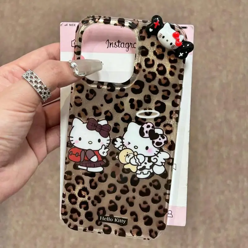 

Sweet Hello Kitty Anime Kawaii Sanrio Print Phone Case Cute Ins Kt Cat Cartoon Suit for iphone15Promax Apple Cover Gifts Toys