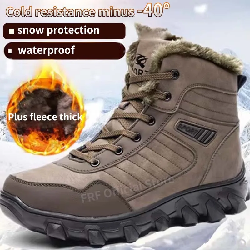 Bottes de motoneige en peluche montantes pour hommes, chaudes, confortables, douces, coordonnantes, travail en plein air, accessoires de neige, hiver, nouveau